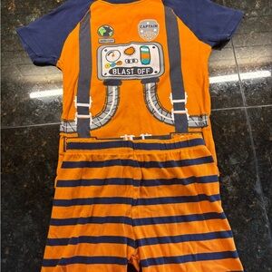 Orange and Blue Blast Off Little Boy Pajama Set